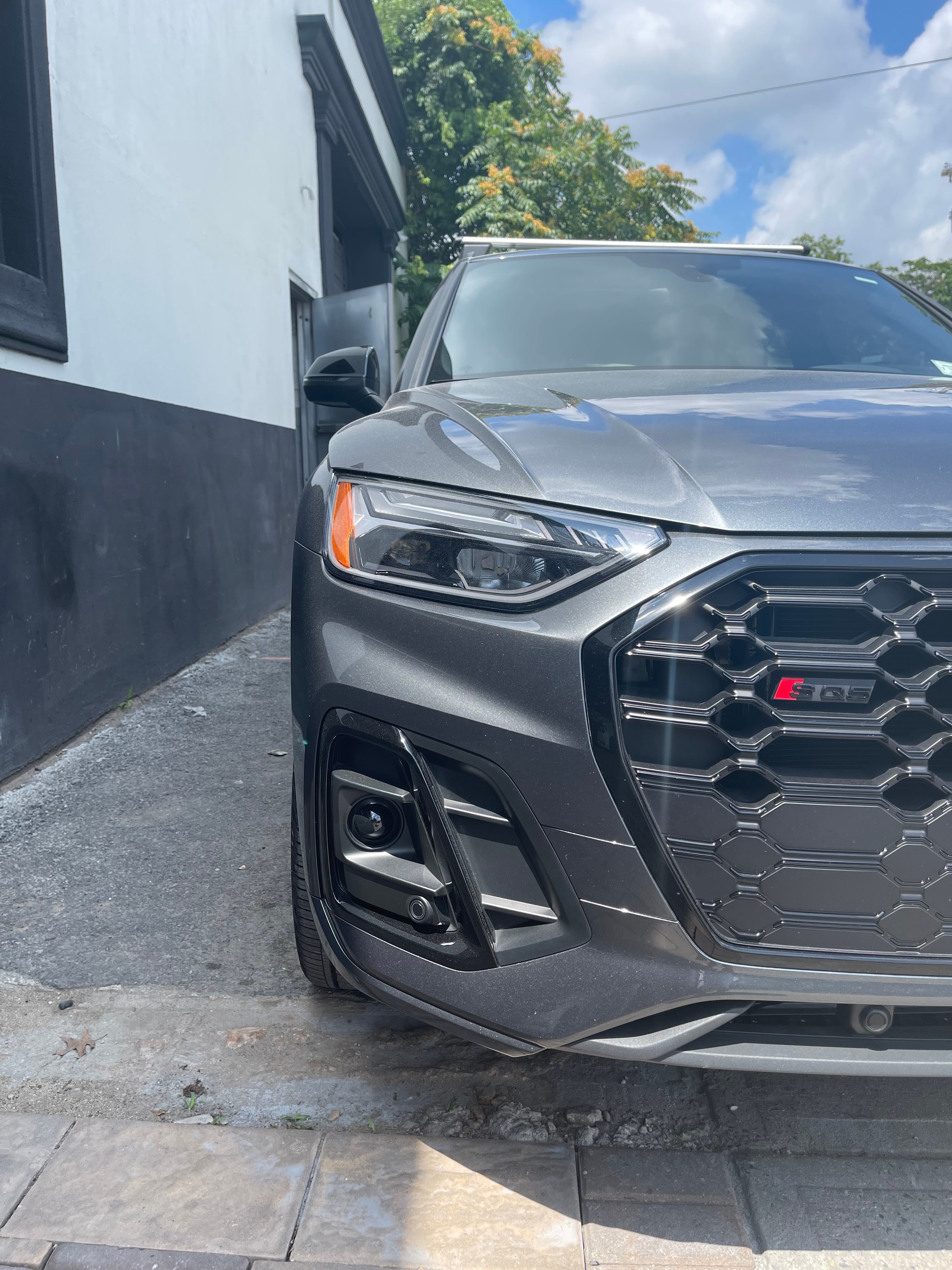 Vehicle before collision repair — damaged and dented